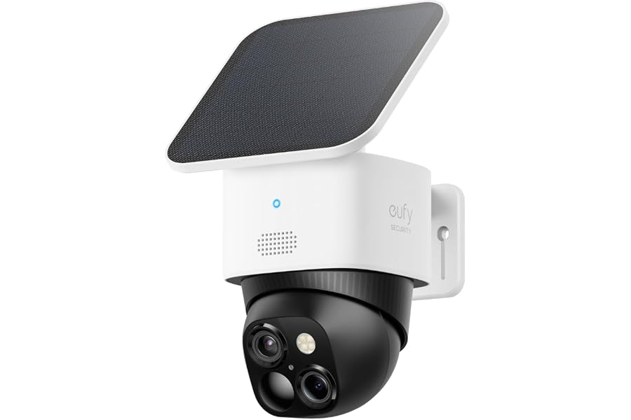 eufy Security SoloCam S340 Dual Kameras Solar Sicherheitskamera Aussen Kabellos, 3K Home Security Kamera, 360° Überwachu