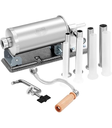 Machine à Saucisses Manuelle 3.6L 4 Tubes Acier Inox Poussoir à Saucisse Manuel 3,6L - 4 Tubes Inox Pour Usage Maison Embosseuse Saucisse