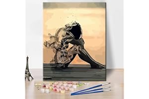 TISHIRON DIY Oil Painting by Numbers Back Figure Girl Paint by Numbers for Adults Beginner Kids with Brushes and Acrylic Pigment for Home Wall Decor 16 x 20 Inches
