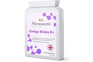 PHARMANOSTIX Ginkgo Biloba B Plus Supplement 6000mg Daily Serving - 90 Capsules - Supports Cognitive Function- Vegan Friendly Capsules with Added Vitamin B Complex - UK Manufactured