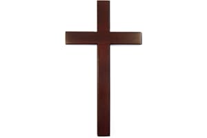 M&HONG Shalom 30cm wooden Mahogany very large wall hanging cross brown wood