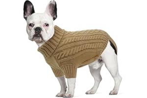 LiebeDD Hundepullover Mittelgroße Hunde - Winter Warm Hundepulli mit Beinen Solide Klassisch Hunde Strick Pullover für Dackel Französische Bulldogge und Katzen, Dog Sweater (Khaki M)