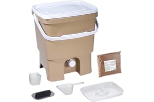 skaza Exceeding Expectations. Bokashi Organko (16 L) Composteur pour Jardin et Cuisine en Plastique Recyclé | Kit de démarrage avec Activateur de Fermentation Bokashi Organko 1 kg (Cappuccino-Blanc)