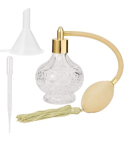 Flacon Vaporisateur Parfum Vintage Rechargeable - Verre Solide, Pompe Poire Avec Pompon - élégant, Portable Pour Voyage