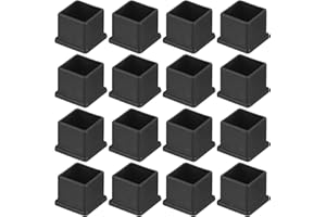 QUARKZMAN 16 Tapas de PVC para Patas de Silla Cuadradas, 30mm x 30mm OD, Negras, Protectores de Pies de Muebles para Mesas, Armarios, Camas