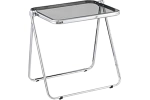 KAIHAOWIN Folding TV Tray Table Clear Acrylic Foldable Table No Assembly Required Tiny Desk for Home Office Side Table Small Computer Desk for Small Spaces-Gray