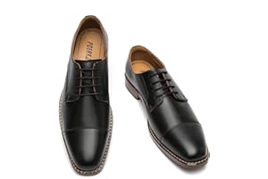 POERKAN Men's Comfortable & Stylish Lace - Up Derby Shoes, Black & Brown for Every Occasion
