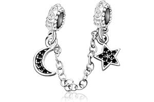 KunBead Jewelry Moon and Stars Safety Chain Charms Crystal Beads for Bracelets Necklaces