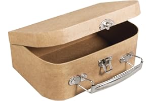 Rayher 67205000 Maleta Papel maché, FSC Reciclado 100%, marrón (Madera), 18x12x6,5, con asidero metálico