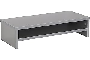RICOO Supporto monitor scrivania 54 x 26 x 14 cm FS0114-PL Grigio – Rialzo schermo PC