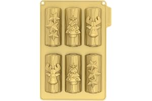 CÉCOA • Moule Silicone Mini Bûches de Noël • 6 Cavités – Formes Étoile, Sapin, Renne • Anti-Adhésif • Sans BPA • Cuisson Parfaite • Fêtes de Fin d’Année, Pâtisserie Maison, Cadeaux Gourmands