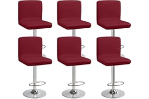 Eozakavod Funda para Taburete de Bar 6 Piezas Fundas para Sillas de Bar Elásticas Funda para Silla de Comedor Lavables Cubierta de Taburete de Bar Fundas Sillas para Taburetes de Bar (Rojo, 6 Piezas)
