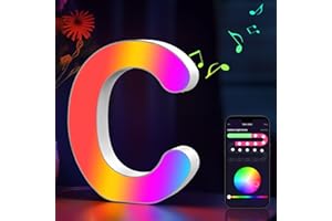 Cpeelsdo LED Buchstaben Lichter Alphabet RGB Farblich, Led Leuchtbuchstabe mit USB-Netzteil, APP-Kontrolle, Dimmbar, Dekoration für Geburtstag Weihnachten Hochzeit Party Valentinstag - Buchstaben C