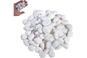 VIQIHEOE Galets, 4-8 cm Blanc Galets de Rivière Polis, 1kg Galets Blancs Polis, Galets Décoratifs pour Vases, pour L'aménagement Paysager, la Décoration de la Maison, L'artisanat, les Projets Artistiques