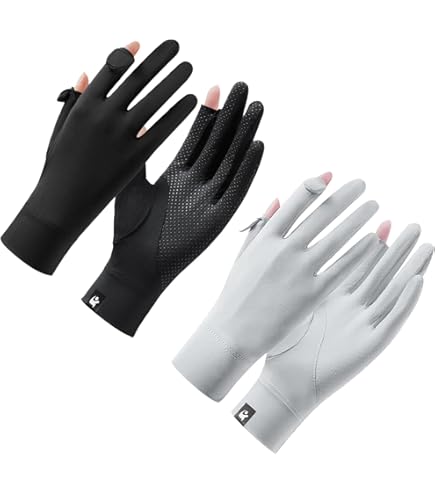 JIAHG Gants De Conduite Homme Été Protection Solaire Antidérapants Demi-Doigts à Écran Tactile Mitaines En Coton Doux Respirant Absorption De La Sueur Pour Cyclisme, Camping, Cueillir - 9
