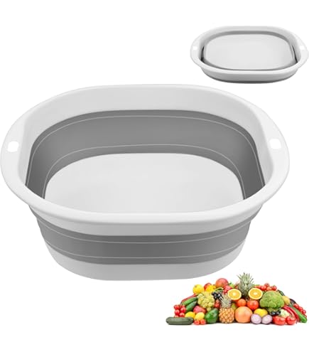 SAMMART 9,45L (2,5 Gallon) Collapsible Tub - Foldable Dish Tub - Portable Washing Basin - Space Saving Plastic Washtub (M. Grey, Medium SAMMART 9,45L (2,5 Gallon) Collapsible Tub - Foldable Dish Tub - Portable Washing Basin - Space Saving Plastic Washtub (M. Grey, Medium