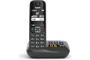 Gigaset AS690A - téléphone DECT sans fil avec répondeur - grand écran à haut contraste - excellente qualité audio - profils sonores réglables - fonction mains libres - protection des appels, noir