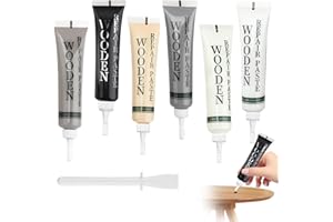 KIGHDEL 6 Laminate Floor Repair Kit, Wood Floor Repair Kit, Furniture Repair Kit with 1 White Film Stick, 6 Colors to Choose from, Bright Color, for Home Scratches, Cracks, Holes, Stains Repair (25g)