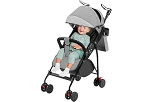 WILLONIN Poussette canne compacte Ingenious,avec position allongée,de la naissance à 4 ans (Jusqu’à 25 kg),Assis/Couché, Moustiquaire en coton-Gris