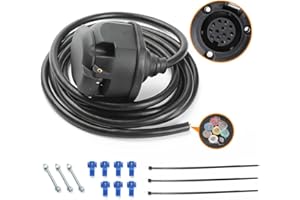 Qiping Faisceau Prise Remorque 13 Broches Femelle Précâblé 2 m Cable (8 Fils) pour Camion, Caravane, Porte-vélo, Tracteur, RV