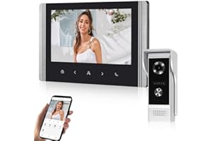 QttyElok Videoportero WiFi sin Cable Sistema de Intercomunicación Vídeo para Casa, 1080P HD Interfono Cámara de Video con Monitor 7 zoll IPS Pantalla, Grabación, Tuya App Desbloqueo Remoto