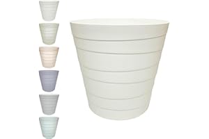 MAKREL® Pastel Colours Plastic Waste Paper Basket Bin Modern Step Design Trash Can for Kitchen, Bathroom, Office (White, 7 Litre)