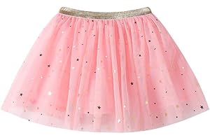ZEELIY Tulle Sequined Mini Skirt for Girls, Retro 50s Pleated Ballet Skirt, Short Elastic Dance Petticoat, Princess Tutu Skirt, Carnival/St. Patrick's Day Special Costume