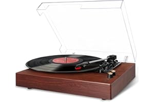 VIFLYKOO Record Player, Bluetooth Turntable, Record Player with 2 Stereo Speakers, Wireless 3-Speed 33/45/78RPM, Support Headphone Jack/USB/AUX-IN/RCA-Out