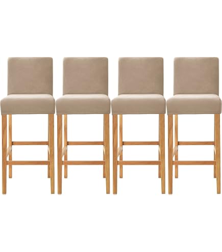 Housse Polyester élasthanne Maison Housse Tabouret De Bar Extensible Avec Dossier – Lavable, Polyester/élasthanne, Taille M Marron Décoration Chaise De Cuisine
