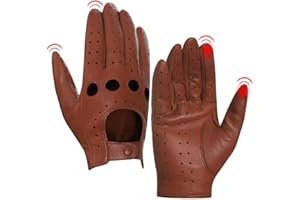 Harssidanzar Guantes de conducción de cuero de verano de las mujeres guantes de conducción de piel de cordero GL009EUA