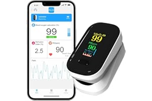 Biomedintech Fingertip Pulse Oximeter with Bluetooth, SpO2 Blood Oxygen Saturation Monitor, Pulse Rate & Respiratory Rate Tracker, Free App for iOS/Android, TFT-LCD Display, Sports & Aviation Use