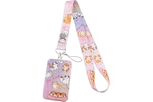 Juanooo Cute ID Lanyard Card Holder for Women Girls Kids Aesthetic Preppy Key Neck Lanyard Strap for School Students Teachers Nurse(Dogs & Cats)