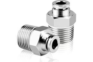 TAILONZ PNEUMATIC Acier inoxydable 304 Raccords mâles droits pour tubes de 6mm OD x 1/2 BSP PC6-04 (Paquet de 2)