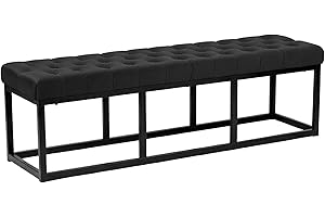 CLP Panca Polson, Moderna, Struttura Nera, Velluto, Trapuntata, Protezioni per Pavimenti, Design, Colore:Nero, Dimensione:150 cm