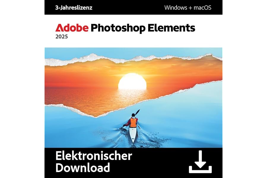 Adobe Photoshop Elements 2025 |3-Jahreslizenz | 1 Gerät│1 Benutzer│PC/Mac│ Download
