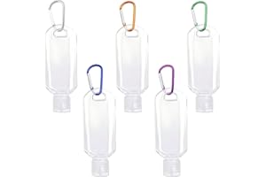 DALAETUS 5 Pezzi Bottiglie da Viaggio Set, Flaconi da Viaggio Trasparenti Ricaricabili con 5 Ganci, Bottiglie Portatili da 50ml con Tappo a Scatto per Disinfettante per Mani, Shampoo, Lozione Cosmetica
