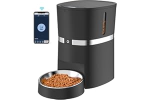 WELLTOBE Automatic Cat Feeder | 2.4G WiFi Smart Dry Food Dispenser | APP Control | 1-6 Meal per Day | Programmable Portions | Stainless Steel Bowl | 10s Voice Recorder | 4L for Small/Medium Pets (S36-B)