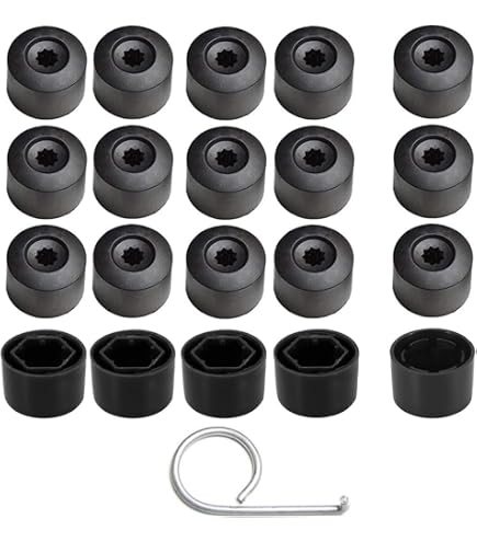 Kit De 20 Cache-Écrous De Roue 17mm - Noir - Protection Et Décoration Pour Voiture