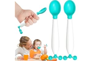 RAPOYO Cuillère pour enfants, cuillères pour tout-petits à changement de couleur rotative à 360 °, cuillère à détection de température pour enfants, cuillère rotative à gravité avec poignée antidérapante*1
