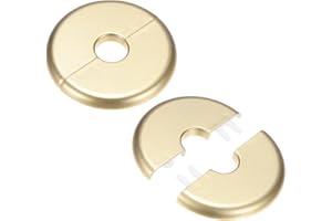 M METERXITY 2-Pack Flangia Divisoria Da Parete, Per Tubo OD 0.6 Pollici/16mm ABS Piastra Di Copertura Rotonda Autoadesiva Per Coperture Idrauliche Per Tubo Dell'Acqua/Rubinetto [Tonalità Oro]