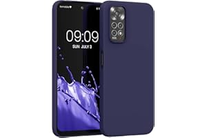kwmobile Carcasa para Xiaomi Redmi Note 11 / Note 11S Funda - Ultrafina de TPU y Silicona con Bordes elevados anticaídas - Azul Oxford