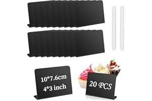 Acuxiaza 20 Pezzi Mini Lavagna Piccola Lavagnette Messaggi 100 x 76 mm Cartellini Prezzi e 2 Pennarelli Lavagnetta Plastica Piccola Cancellabile per Buffet Ristorante Matrimoni Feste Bar