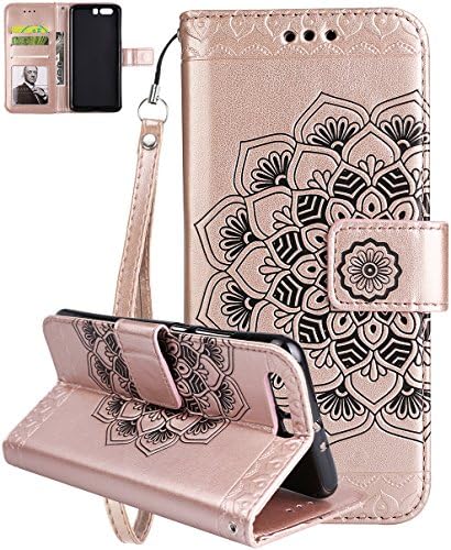 Roreikes® Huawei P10 Plus case (5.5 inch) silicone, flip PU leather case 3D half flower design mobile phone case, high quality bag and soft black TPU bumper case, anti-scratch inner shell cash, pocket id card slot, magnetic clasp mobile phone case with strap, portable book-style stand function, retro slim fit wallet cover, shockproof shell protector