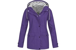 MOKBAY Veste Femme de Pluie Imperméable Mi Saison Outdoor Manteau Capuche Manches Longues Automne Hiver Blousons Femme Randonnée Anti-Pluie