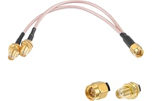 Vecys Cavo Sdoppiatore SMA SMA Maschio a Doppio Connettore Femmina Cavo Coassiale Splitter a 3 vie V-Type RG316 6"/15CM per 2G 3G 4G LTE Antenna Router Gateway Modem MiFi Mobile Hotspot