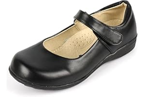 WUIWUIYU Girls' Students' Mary Jane Flats School Uniform Dress Shoes(Little Kids/Big Kids)