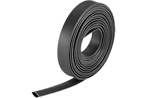 sourcing map Termoretráctil Tubo, 5/16"(8mm) Diámetro 13.7mm Plano Ancho 2:1 Relación Encogible Tubo Cable Manga 7m - Negro
