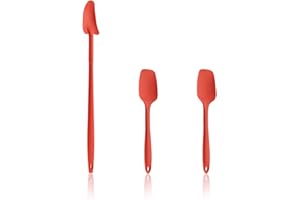 ‎KOCHBLUME Kochblume Geizhals Set, Restelöffel, Flexlöffel S | Premium Premium-Silikon & BPA freimit Edelstahlkern | In der bunten Box (rot, 3er Set)