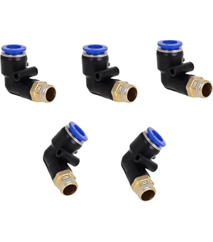 Raccords Pneumatiques Coudés 90° - Lot De 4, Laiton, 6mm, Filetage 1/8" PT, Pour Air Comprimé
