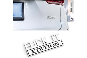 CGEAMDY Emblème de L'édition Fuck It, Emblème de Voiture, Application Universelle pour Une Large Gamme de Véhicules, Nouvelle Conception Étiquettes Personnalisées pour Véhicules (Argent-Noir)